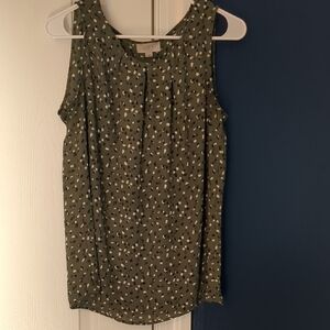 LOFT Olive Patterned Tank Top